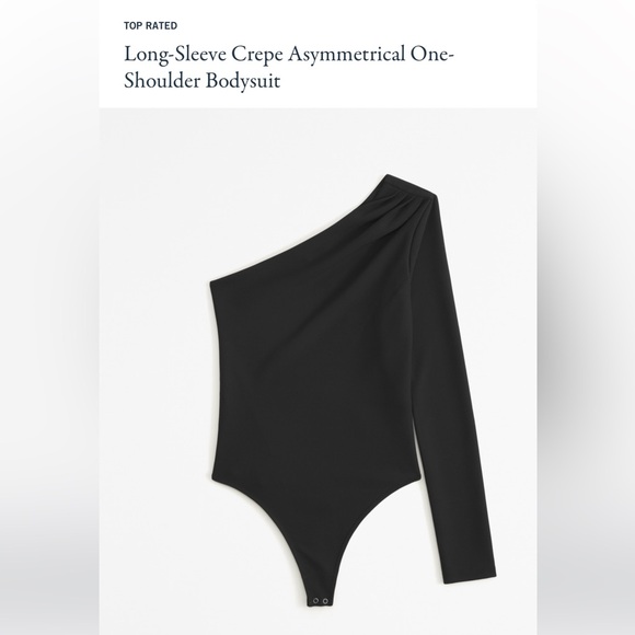 NWT ABERCROMBIE Black Crepe One Shoulder One Sleeve Bodysuit size Small - Picture 5 of 14
